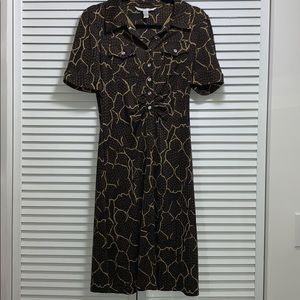 DVF brown/gold safari animal print dress